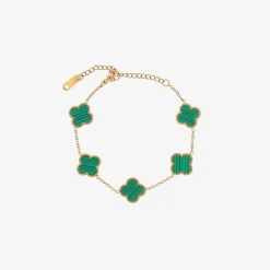 David Charles Jewellery|Gifts*Girls Gold & Green Clover Bracelet