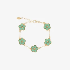 David Charles Jewellery*Girls Gold & Green Flower Bracelet