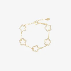 David Charles Jewellery*Girls Gold & Ivory Clover Bracelet