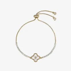 David Charles Jewellery|Gifts*Girls Gold & Ivory Clover Bracelet