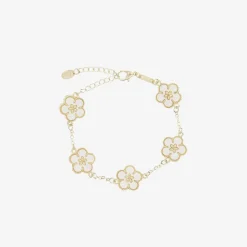 David Charles Jewellery*Girls Gold & Ivory Flower Bracelet