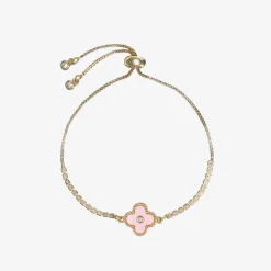 David Charles Jewellery|Gifts*Girls Gold & Pink Clover Bracelet