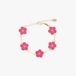 David Charles Jewellery*Girls Gold & Pink Flower Bracelet