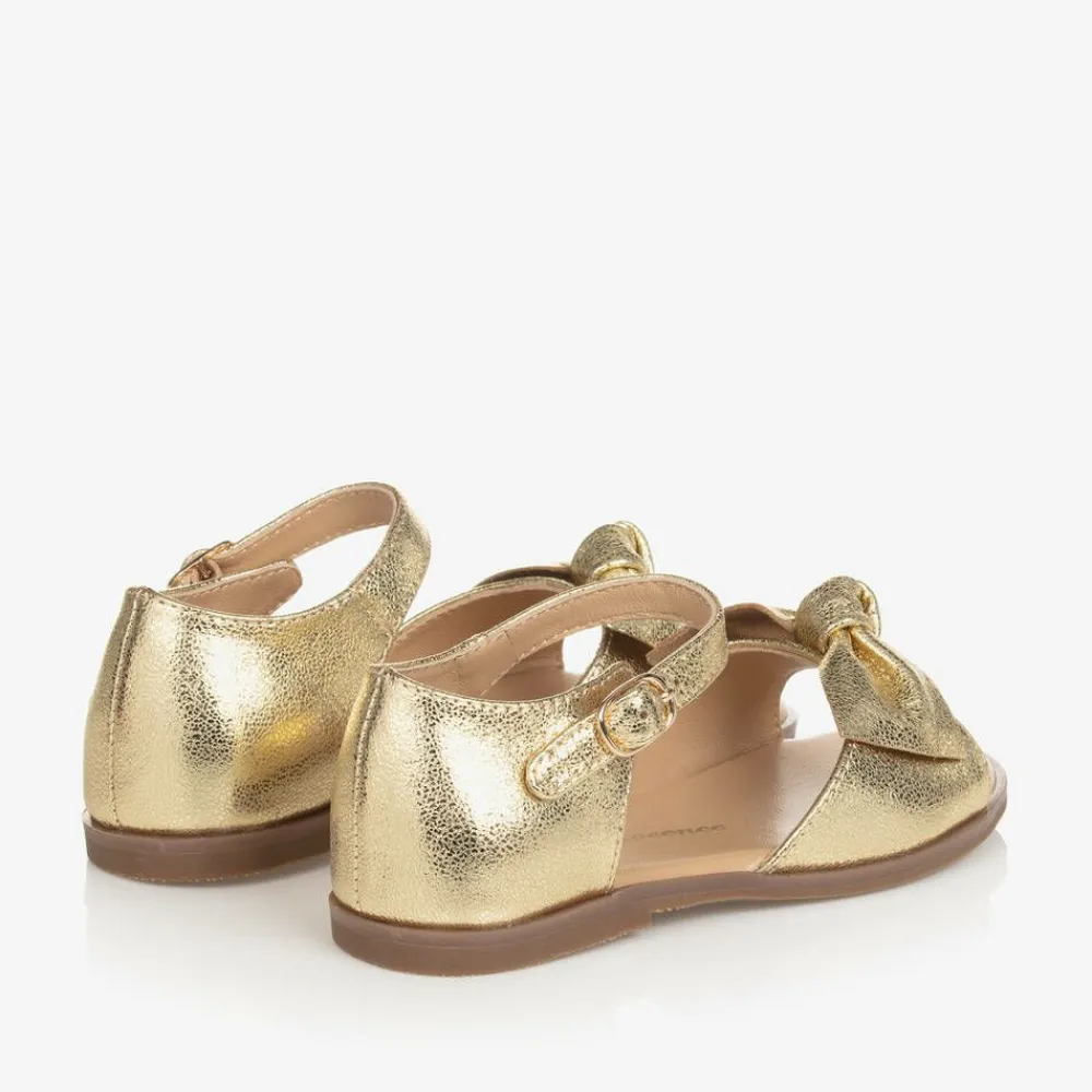 Age of Innocence Sandals|Sandals*Girls Gold Bow Leather Sandals