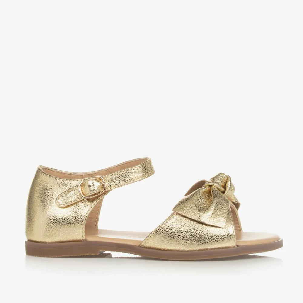 Age of Innocence Sandals|Sandals*Girls Gold Bow Leather Sandals