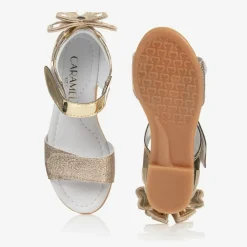Caramelo Kids Sandals|Sandals*Girls Gold Bow Sandals