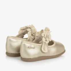Mayoral Bar Shoes|Bar Shoes*Girls Gold Floral Bar Shoe