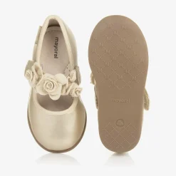 Mayoral Bar Shoes|Bar Shoes*Girls Gold Floral Bar Shoe