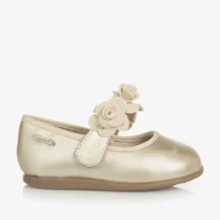 Mayoral Bar Shoes|Bar Shoes*Girls Gold Floral Bar Shoe