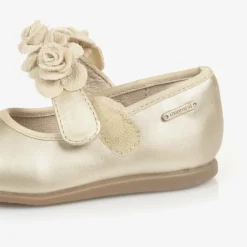 Mayoral Bar Shoes|Bar Shoes*Girls Gold Floral Bar Shoe