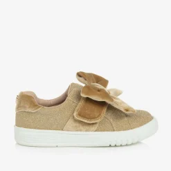 Angels Face Trainers|Trainers*Girls Glitter & Velour Trainers Gold