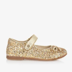 Naturino Bar Shoes|Bar Shoes*Girls Gold Glitter Ballerina Pumps