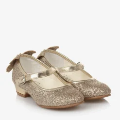 Sevva Bar Shoes|Bar Shoes*Girls Gold Glitter Butterfly Shoes