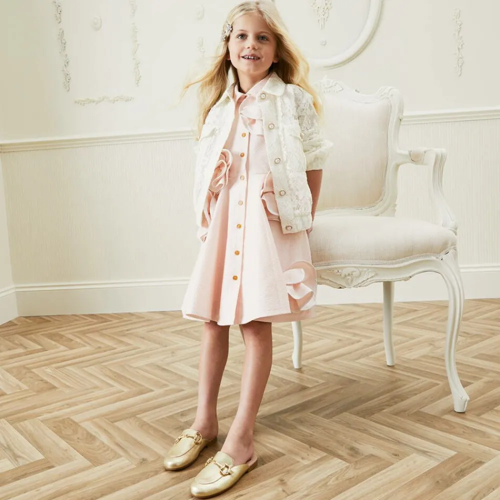 Irpa Loafers & Moccasins|Loafers & Moccasins*Girls Gold Leather Backless Loafers