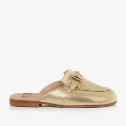 Irpa Loafers & Moccasins|Loafers & Moccasins*Girls Gold Leather Backless Loafers