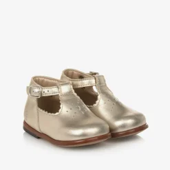 Tartine et Chocolat First Walkers|First Walkers*Girls Gold Leather First Walker Shoes