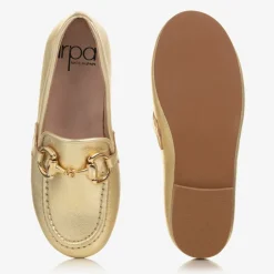 Irpa Loafers & Moccasins|Loafers & Moccasins*Girls Gold Leather Loafers