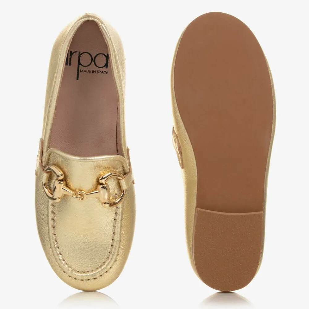 Irpa Loafers & Moccasins|Loafers & Moccasins*Girls Gold Leather Loafers