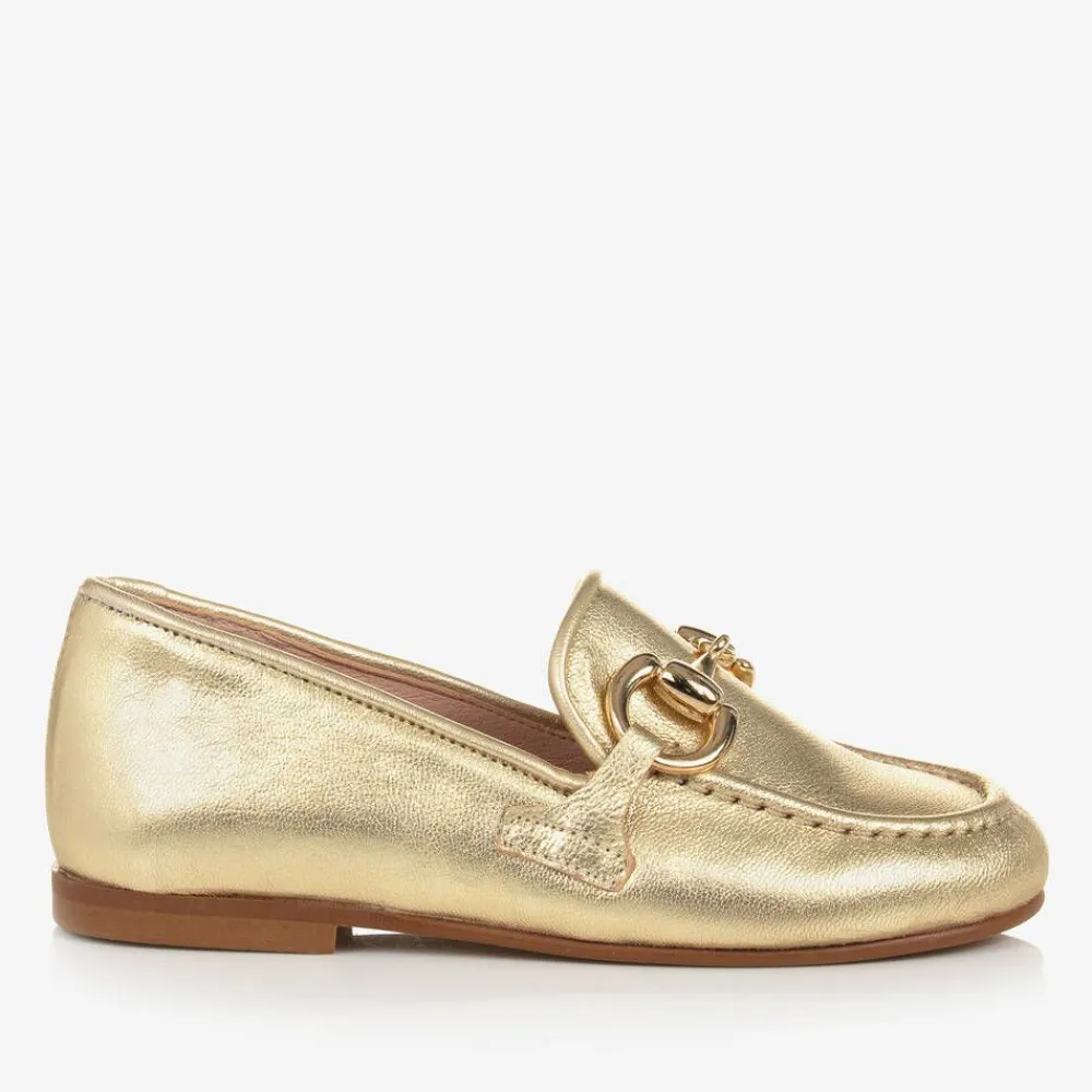 Irpa Loafers & Moccasins|Loafers & Moccasins*Girls Gold Leather Loafers