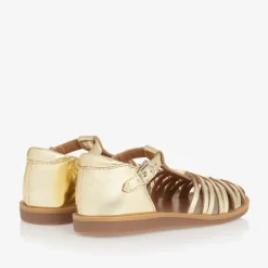 Pom dApi Sandals|Sandals*Girls Gold Leather Sandals
