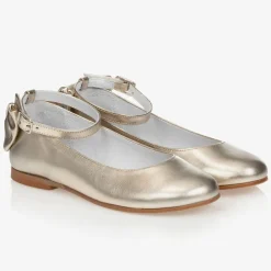 Childrens Classics Bar Shoes|Bar Shoes*Girls Gold Leather Shoes