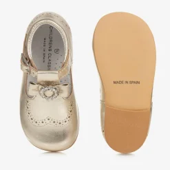 Childrens Classics Traditional Shoes|Bar Shoes*Girls Gold Leather Shoes