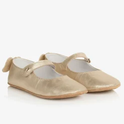 Marie-Chantal Bar Shoes*Girls Gold Leather Shoes