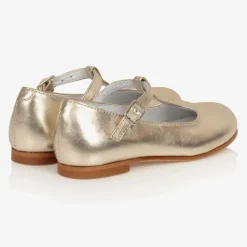 Beatrice amp; George Traditional Shoes|Bar Shoes*Girls Gold Leather T-Bar Shoes