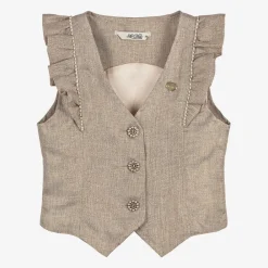 Le Chic Tops*Girls Gold Ruffle Waistcoat