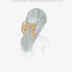 Patachou Gifts|Hair Accessories*Girls Gold Sequin Tulle Bow Hair Clip (14cm)