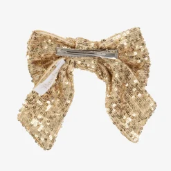 Patachou Gifts|Hair Accessories*Girls Gold Sequin Tulle Bow Hair Clip (14cm)