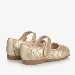 Mayoral Bar Shoes|Bar Shoes*Girls Gold Sequinned Velcro Shoes
