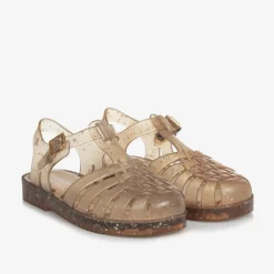 Mini Melissa Jelly Shoes|Jelly Shoes*Girls Gold Star Glitter Jelly Sandals