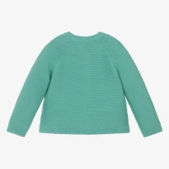 Frugi Tops*Girls Green Cotton Knit Giraffe Cardigan