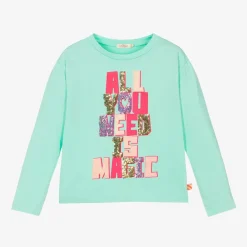 Billieblush Tops*Girls Green Cotton Sequin Top