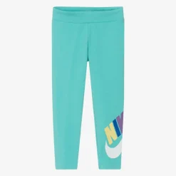 Nike Leggings*Girls Green Cotton Swoosh Leggings