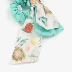 Patachou Hair Accessories*Girls Green Floral Hair Bow Elastic