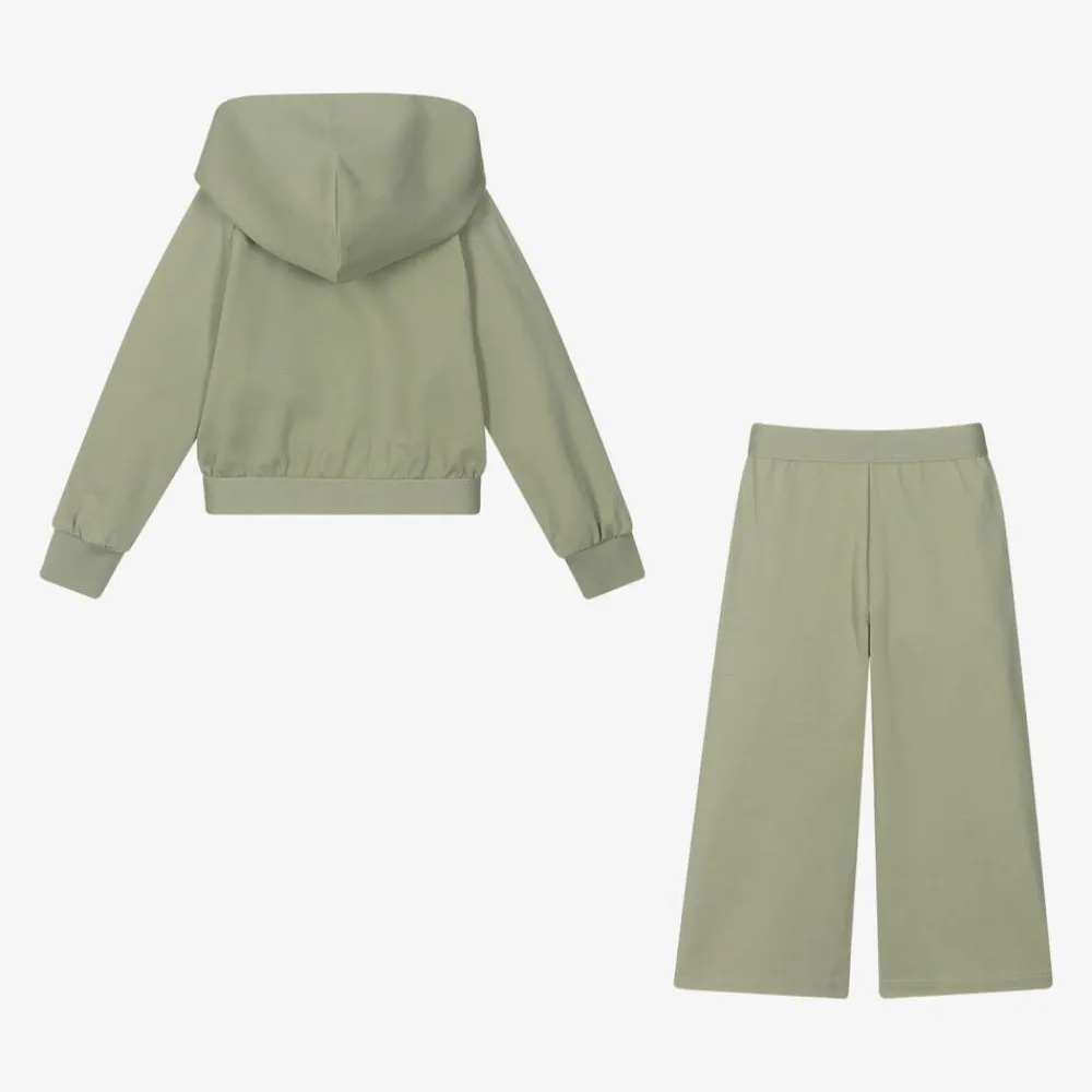 Calvin Klein Tracksuits*Girls Green Hooded Zip-Up Tracksuit