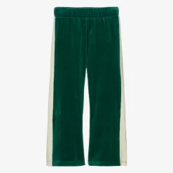 Mini Rodini Trousers*Girls Green Striped Velour Joggers
