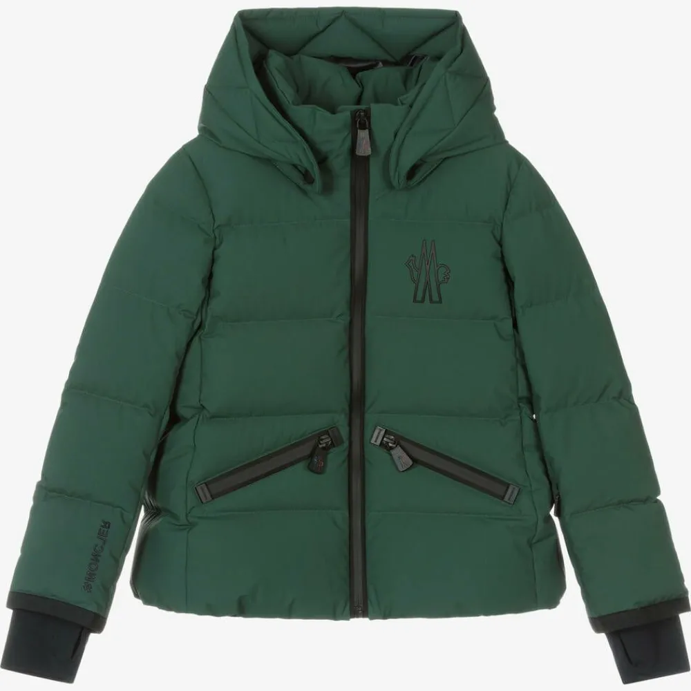 Moncler Enfant Snowwear*Girls Green Suisses Down Ski Jacket