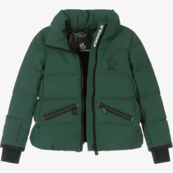 Moncler Enfant Snowwear*Girls Green Suisses Down Ski Jacket