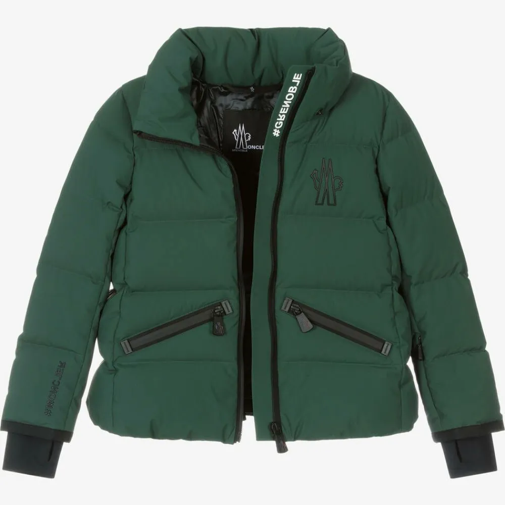 Moncler Enfant Snowwear*Girls Green Suisses Down Ski Jacket