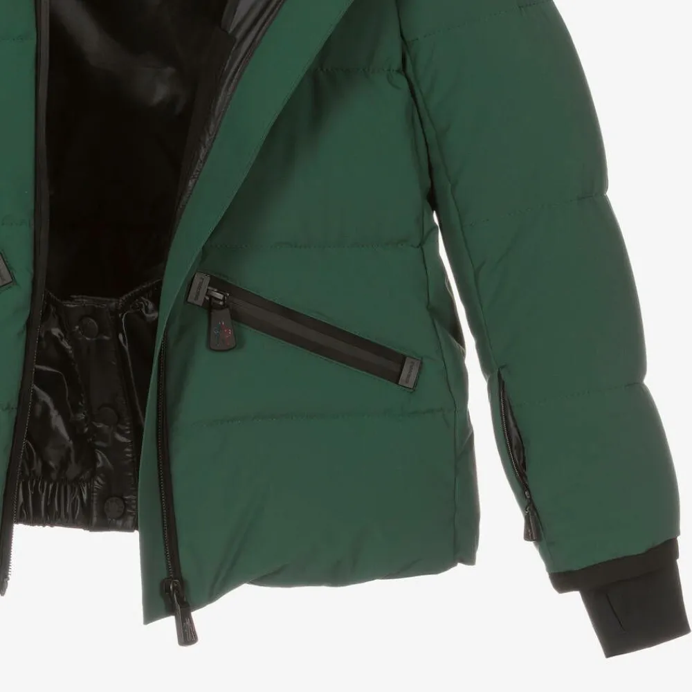 Moncler Enfant Snowwear*Girls Green Suisses Down Ski Jacket