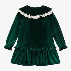Foque Dresses*Girls Green Velour Dress
