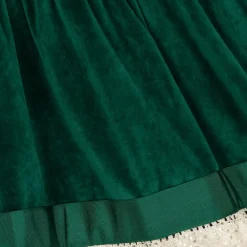 The Middle Daughter Skirts*Girls Green Velvet & Lace Skirt