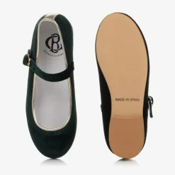 Beatrice amp; George Traditional Shoes|Pumps & Ballerinas*Girls Green Velvet Mary Jane Pumps