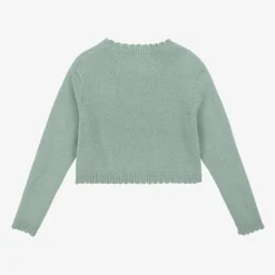 Beatrice amp; George Tops*Girls Green Wool & Cashmere Monogram Cardigan