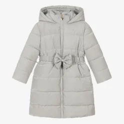 Caramelo Kids Coats & Jackets*Girls Grey Bow Puffer Coat