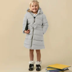 Caramelo Kids Coats & Jackets*Girls Grey Bow Puffer Coat