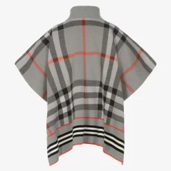 Burberry Coats & Jackets*Girls Grey Check Wool Cape